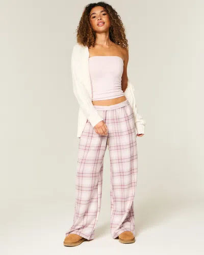 Hollister Baggy Flannel Pants In Pink