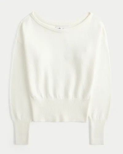 Hollister Banded Hem Off-the-shoulder Sweater In White