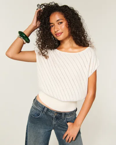 Hollister Banded Textural Cap Sleeve Sweater In Neutral