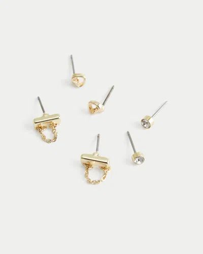 Hollister Bar Stud Earring 3-pack In Gold