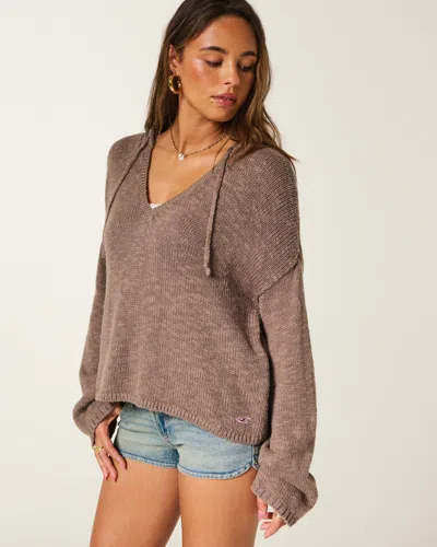Hollister Beachy Sweater Hoodie In Brown