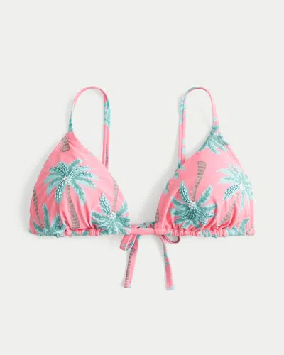 Hollister Beaded Over-the-shoulder Triangle Bikini Top In Pink
