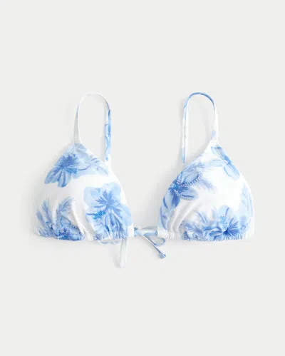 Hollister Beaded Over-the-shoulder Triangle Bikini Top In Blue