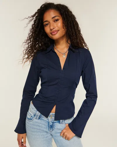 Hollister Bell Sleeve Shirt In Blue
