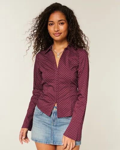 Hollister Bell Sleeve Shirt In Red