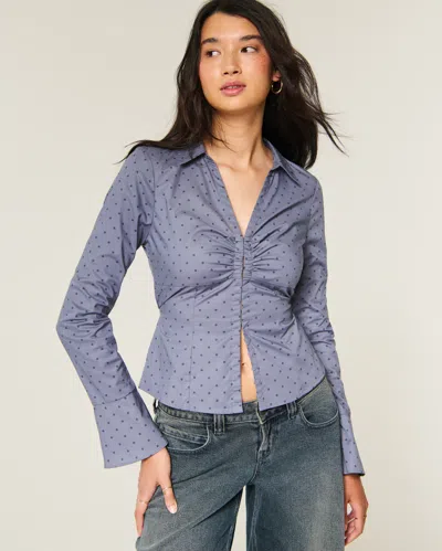 Hollister Bell Sleeve Shirt In Blue Dot