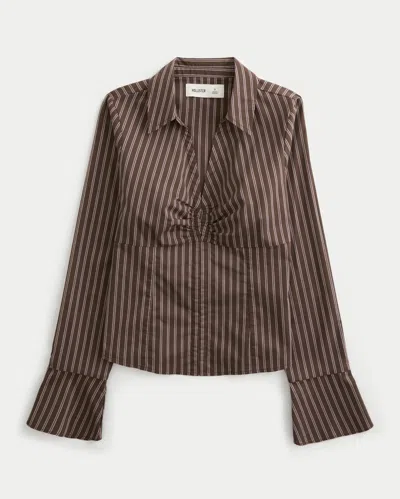 Hollister Bell Sleeve Shirt In Brown