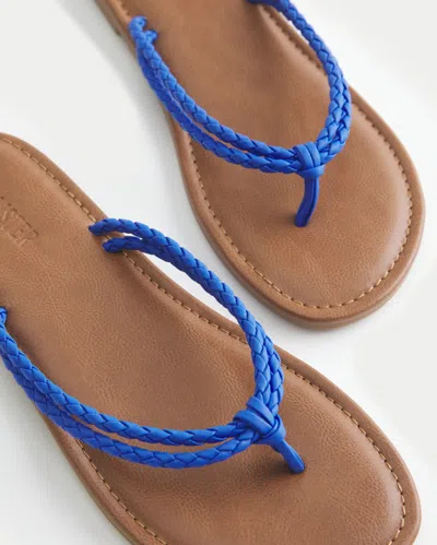 Hollister Blue Braided Double Strap Faux Leather Flip Flops