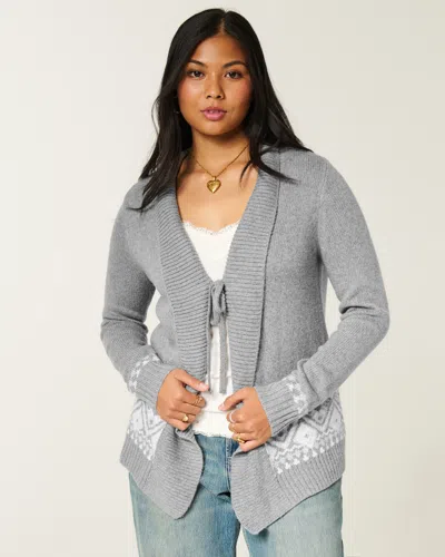 Hollister Boho Tie Front Cardigan In Gray