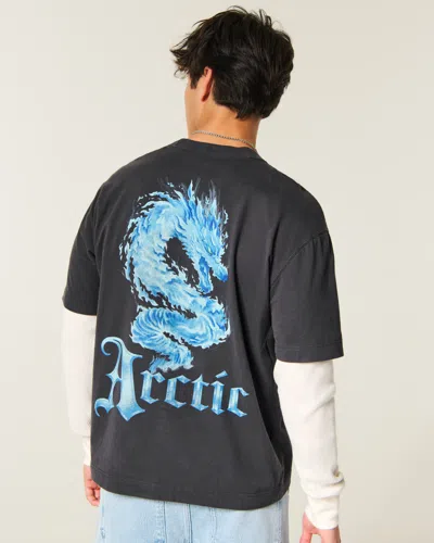 Hollister Boxy Arctic Graphic Twofer T-shirt In Black