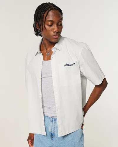 Hollister Boxy Athens Graphic Button-through Shirt In White