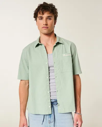 Hollister Boxy Barcelona Graphic Button-through Shirt In Green