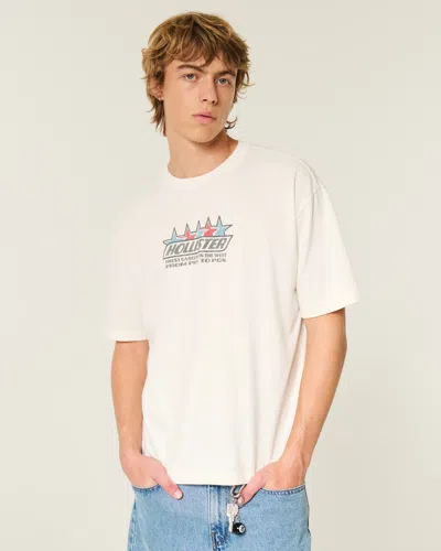 Hollister Boxy Cotton Logo Graphic Tee In White