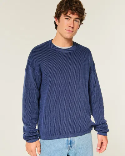 Hollister Boxy Crew Sweater In Blue
