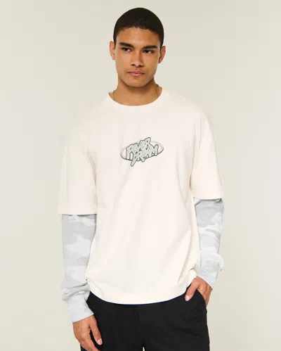 Hollister Boxy Fever Dream Graphic Twofer T-shirt In White