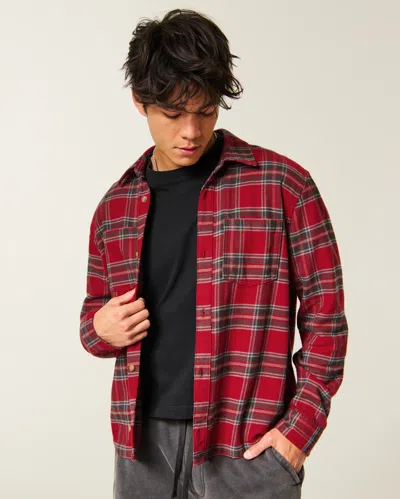 Hollister Boxy Flannel Shirt In Multi