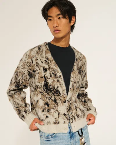 Hollister Boxy Fuzzy Cardigan In Multi