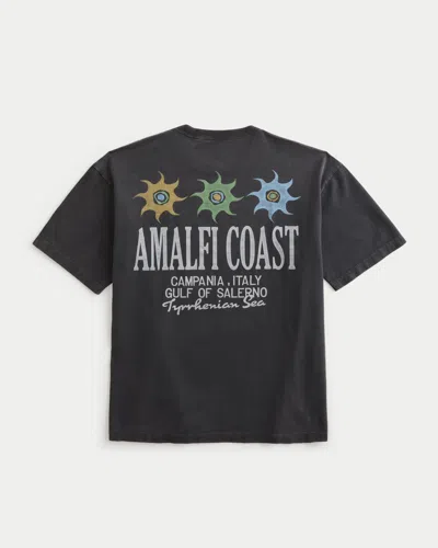 Hollister Boxy Heavyweight Amalfi Coast Graphic Tee In Gray