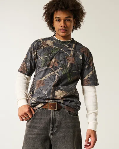 Hollister Boxy Heavyweight Camo Crew T-shirt