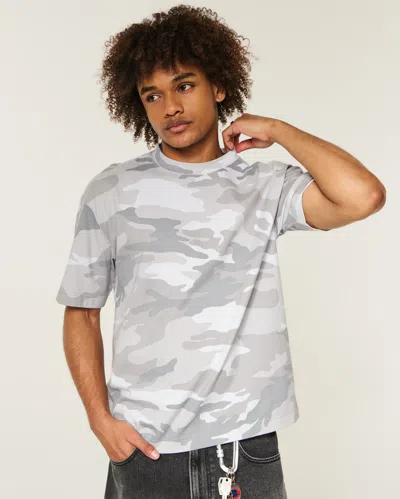 Hollister Boxy Heavyweight Camo Crew T-shirt In Multi