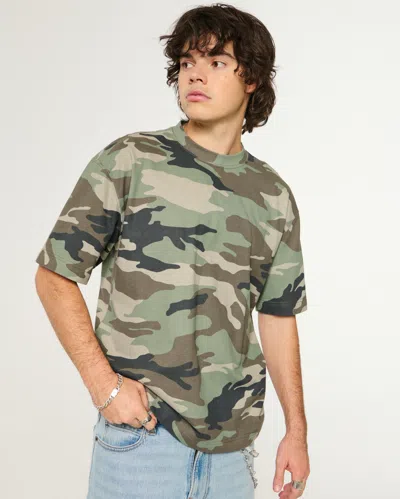 Hollister Boxy Heavyweight Camo Crew T-shirt In Multi