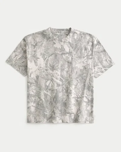Hollister Boxy Heavyweight Camo Crew T-shirt In Cream Camo