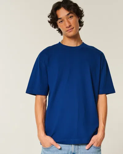 Hollister Boxy Heavyweight Cotton Crew T-shirt In Blue