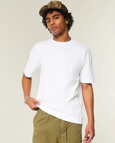 Hollister Boxy Heavyweight Cotton Crew T-shirt In White