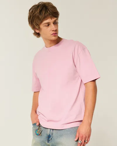Hollister Boxy Heavyweight Cotton Crew T-shirt In Pink