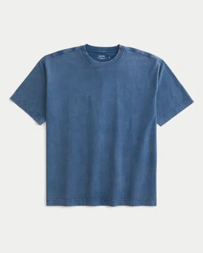Hollister Boxy Heavyweight Micro Logo Crew T-shirt In Blue