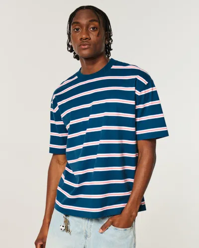 Hollister Boxy Heavyweight Cotton Crew T-shirt In Blue
