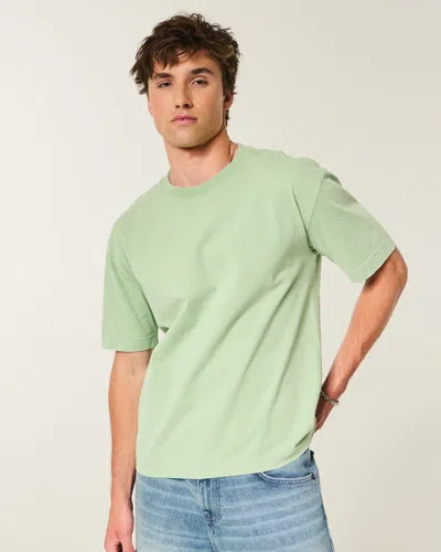 Hollister Boxy Heavyweight Cotton Crew T-shirt In Green