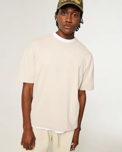 Hollister Boxy Heavyweight Cotton Crew T-shirt In Neutral