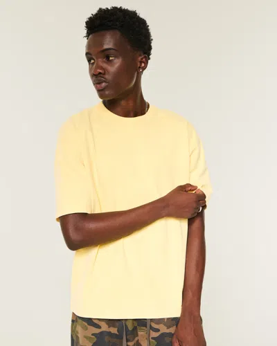 Hollister Boxy Heavyweight Cotton Crew T-shirt In Yellow