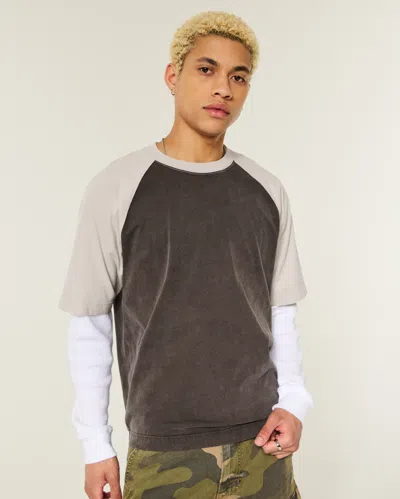 Hollister Boxy Heavyweight Cotton Raglan Crew T-shirt In Multi