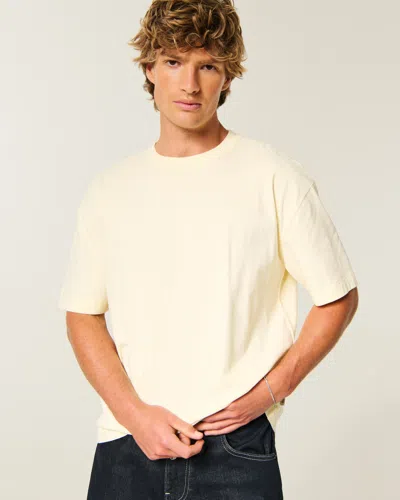 Hollister Boxy Heavyweight Crew T-shirt In Light Yellow