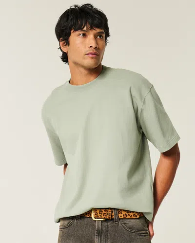 Hollister Boxy Heavyweight Crop Crew T-shirt In Green