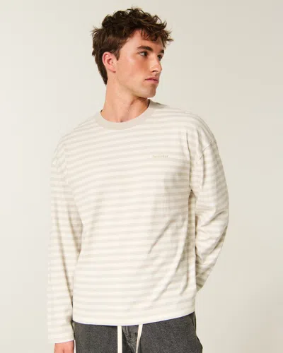 Hollister Boxy Heavyweight Long-sleeve Crew T-shirt In Neutral
