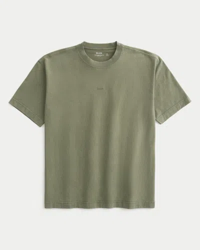 Hollister Boxy Heavyweight Micro Logo Crew T-shirt In Green
