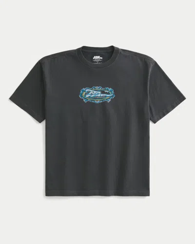 Hollister Boxy Heavyweight No Fear Graphic Tee In Gray