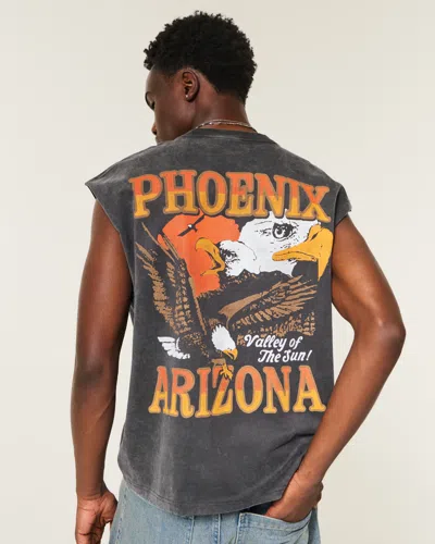 Hollister Boxy Heavyweight Phoenix Arizona Graphic Cutoff Tank In Multi