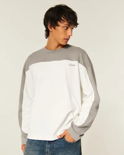 Hollister Boxy Heavyweight Piping Logo Crew T-shirt In Gray