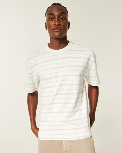 Hollister Boxy Heavyweight Striped Crew T-shirt In Yellow