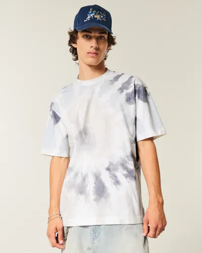 Hollister Boxy Heavyweight Tie-dye Cotton Crew T-shirt In White