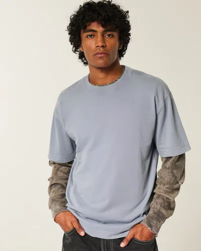 Hollister Boxy Heavyweight Washed Cotton Crew T-shirt In Gray