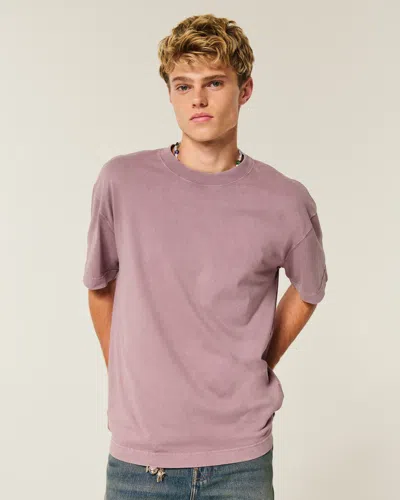 Hollister Boxy Heavyweight Washed Cotton Crew T-shirt In Purple