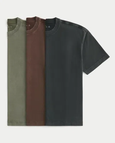 Hollister Boxy Heavyweight Washed Cotton Crew T-shirt 3-pack In Multi