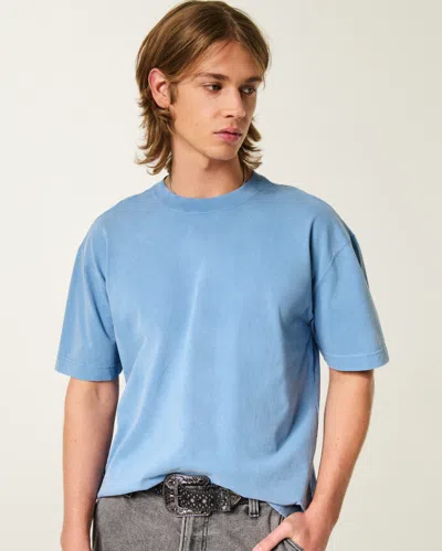 Hollister Boxy Heavyweight Washed Cotton Crew T-shirt In Blue