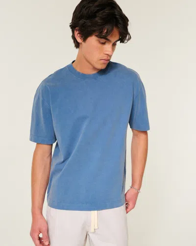 Hollister Boxy Heavyweight Washed Cotton Crew T-shirt In Blue