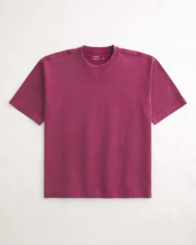 Hollister Boxy Heavyweight Washed Cotton Crew T-shirt In Purple